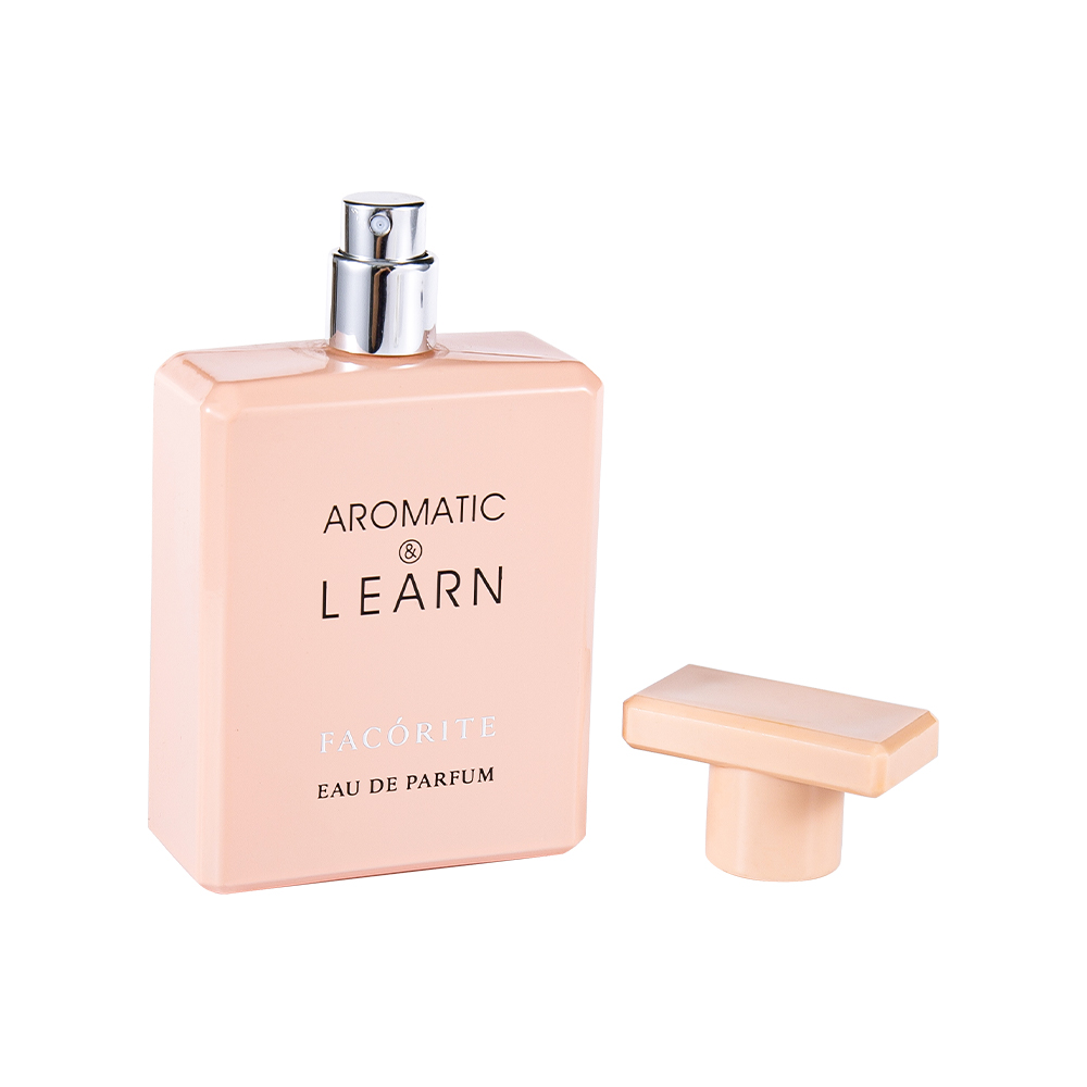 KY1490-WJ2155 50ML 코팅 인쇄 직사각형 유리 향수병(반짝이는 캡 포함)