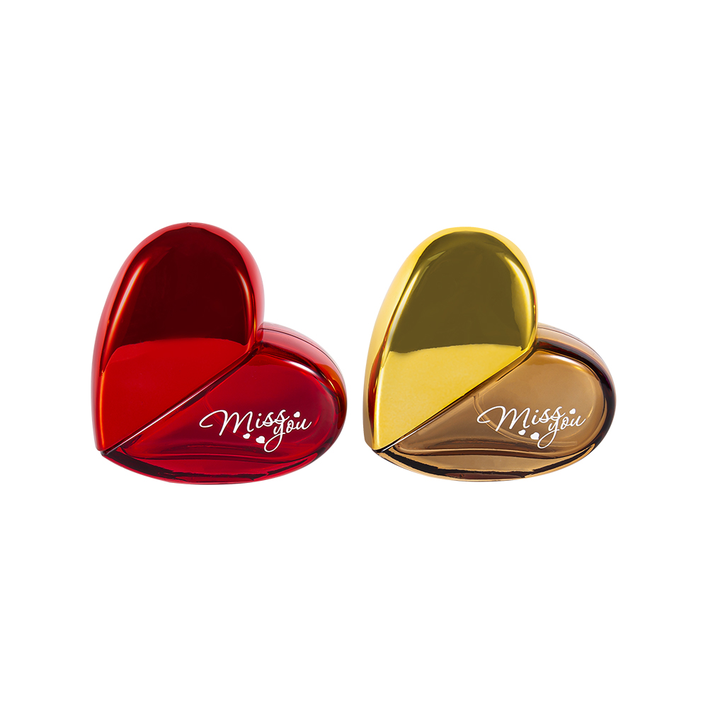 GC193-WJ501 50ML UV PP 플라스틱 캡이 있는 하트 모양의 유리 향수병