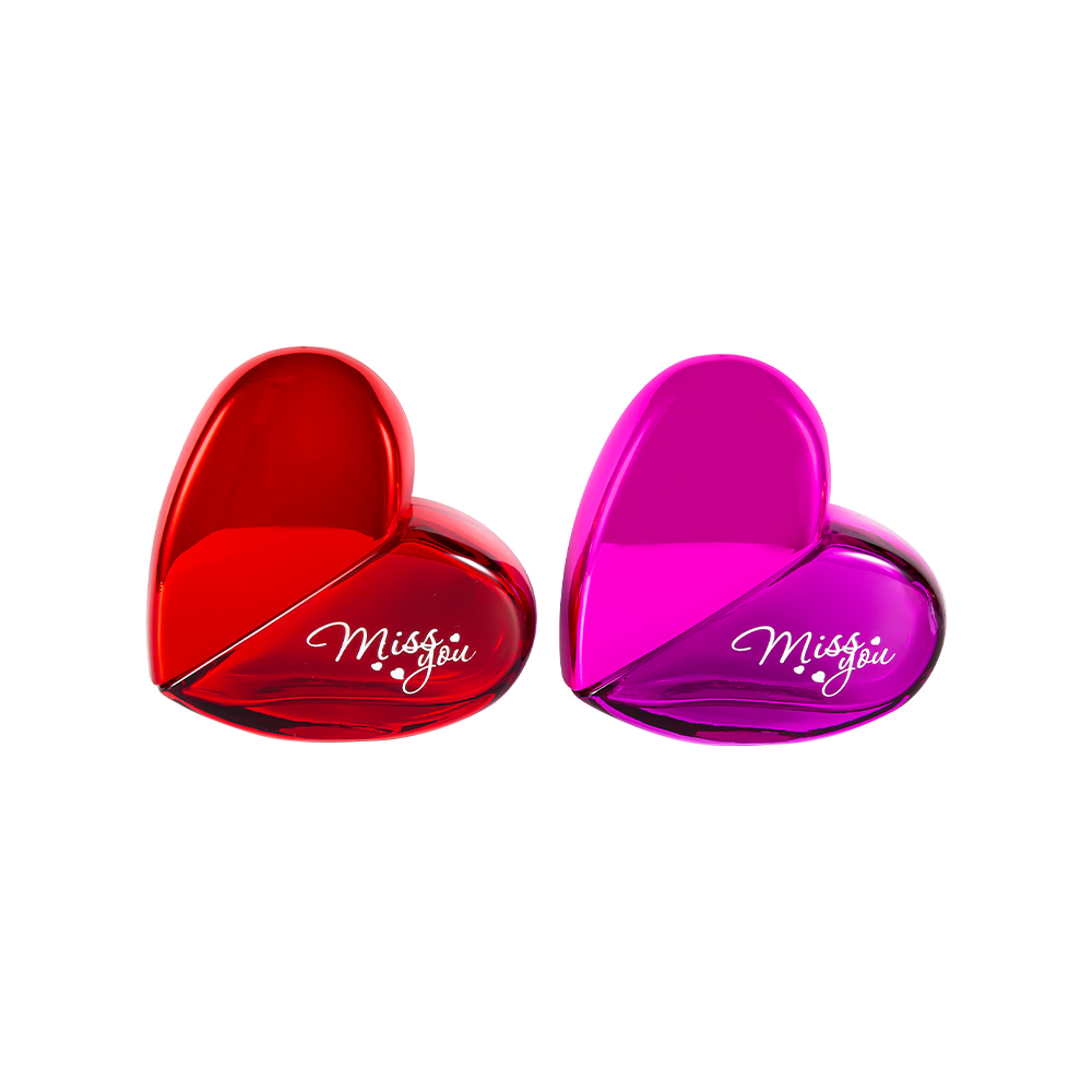 GC102-WJ797 UV PP 플라스틱 캡이 있는 100ML 하트 모양 유리 향수병