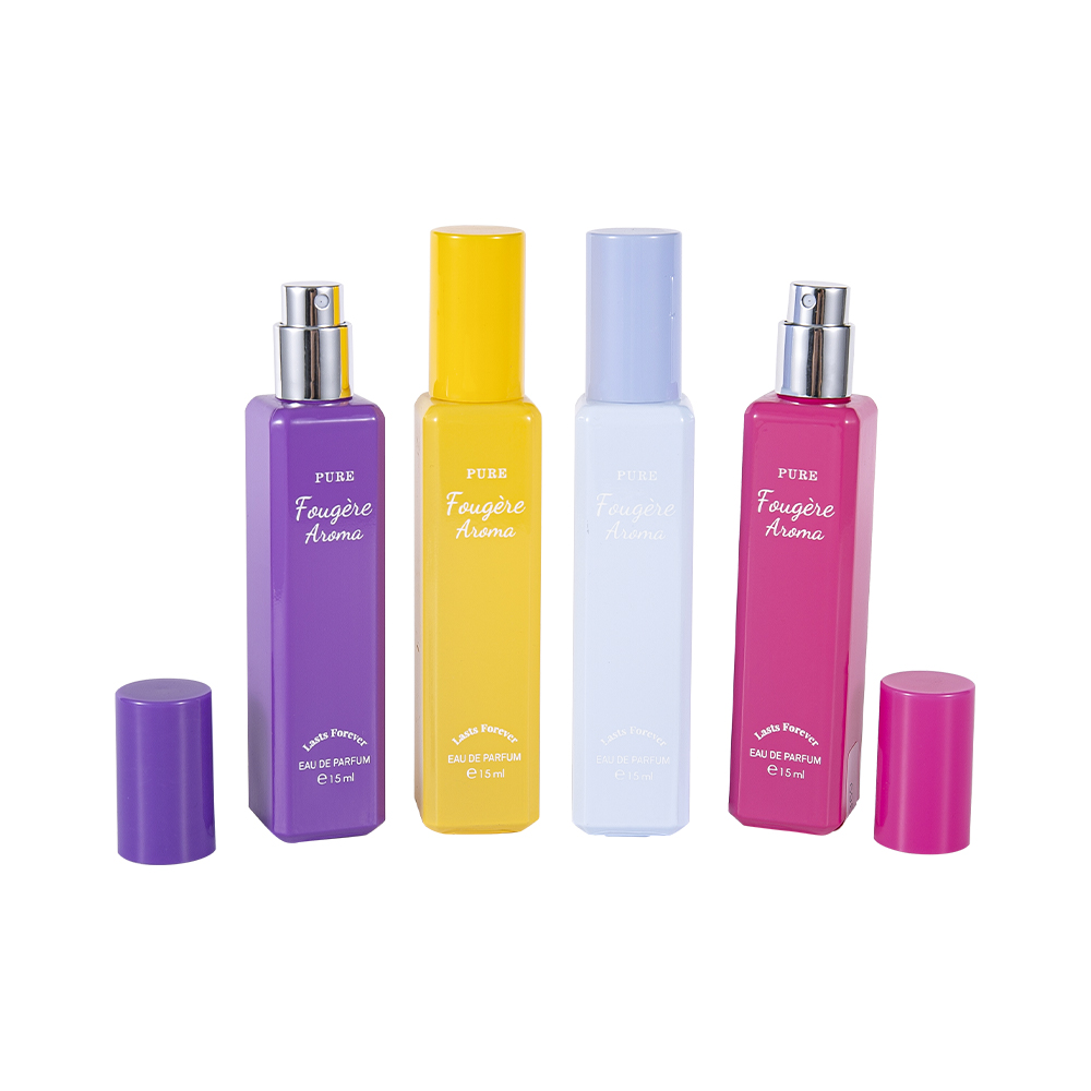 GC4222-WJ2369 15ML 다채로운 PP 플라스틱 모자를 가진 작은 수용량 입히는 유리제 향수병