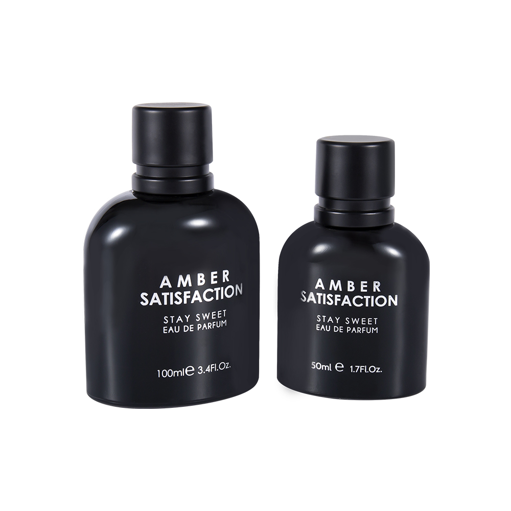 GC3894-WJ176 100ML 색상 코팅 밝은 검정색 인쇄 유리 향수병(ABS PP 플라스틱 캡 포함)