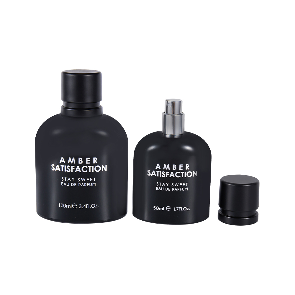 GC3894-WJ176 100ML 색상 코팅 밝은 검정색 인쇄 유리 향수병(ABS PP 플라스틱 캡 포함)