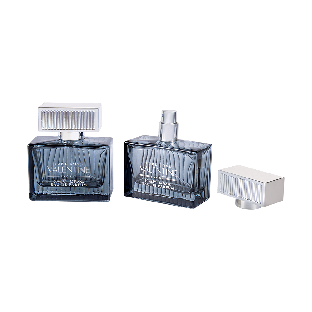 KY1111-WJ2092 50ML UV 아BS 플라스틱 덮개 줄무늬를 가진 수직 줄무늬 유리제 향수병