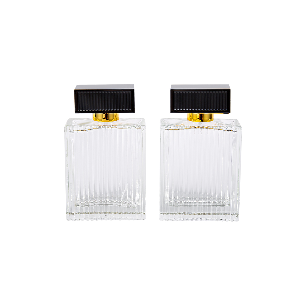 KY1112-WJ2092 100ML 수직 줄무늬 Abs 플라스틱 덮개 줄무늬를 가진 유리제 향수병