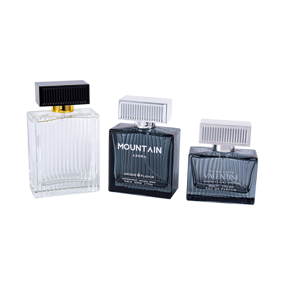 GC4311-WJ2092 80ML 수직 줄무늬 ABS 플라스틱 줄무늬 커버가 있는 유리제 향수병