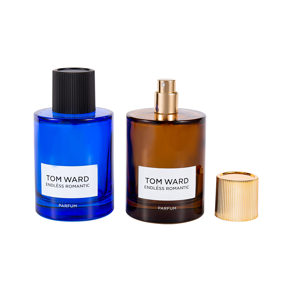 GC5178-WJ2623 줄무늬 향수 모자를 가진 100ML 도매 유리제 향수병